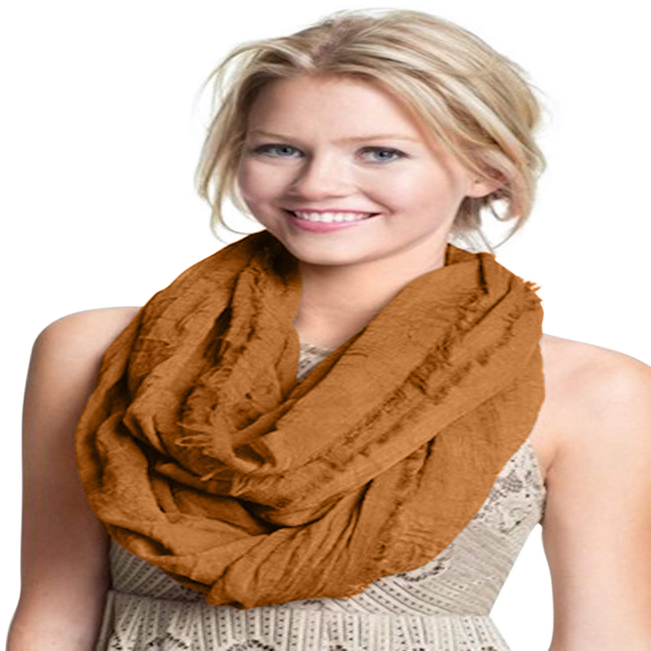 Cj Apparel Women's Gold Mobius Infinity Scarf Seconds Snood Cowl Circular Tube Round Shawl Pashmina