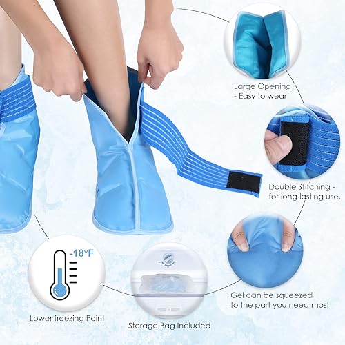 Miniatura 7 de ComfiTECH Envoltura para la cabeza de hielo de migraña con cobertura superior y envoltura de hielo para pies ComfiTECH