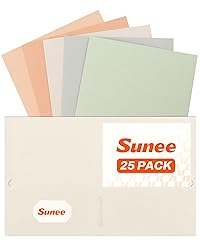 SUNEE Folders with Pockets (25 Pack, Pastel Colors), 2 Pocket Folders Fit Letter Size Paper, Paper File Folder for School Office Home Business