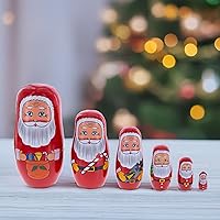Vista 2 de BestPysanky Juego de 6 muñecas anidables de madera de Papá Noel de 5.5 pulgadas