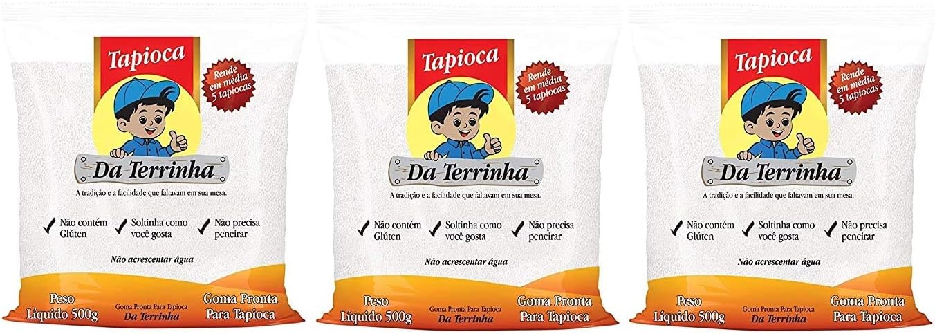 "Tapioca Da Terrinha - Terrinha - Hydrated tapioca - 17.64 Oz (PACK OF 3) | Tapioca Hidratada Da Terrinha - 500g"