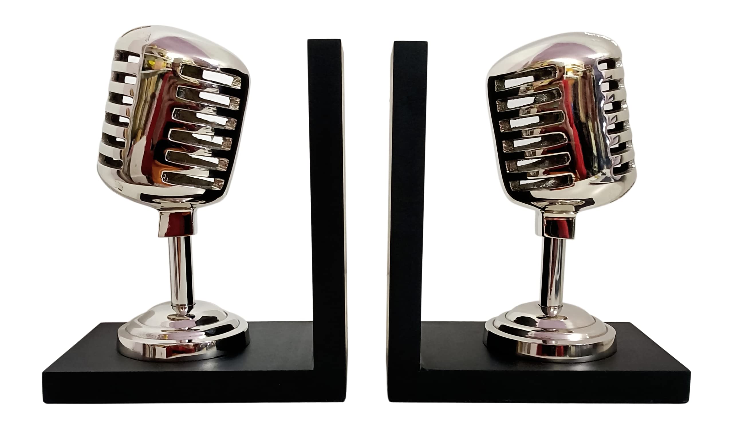 Extreme Karigari Microphone Shape Book End | Show Piece Model | Book Shelve | Book Holder | Table Decor for Music Lovers and Singers (Mic Shape) 2