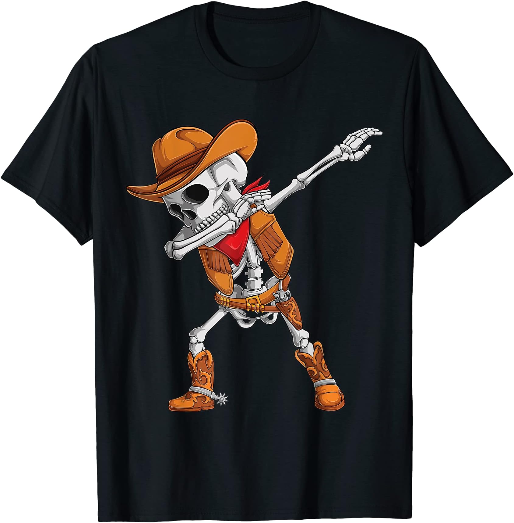 funny Dabbing Skeleton Cowboy Halloween outfitsDabbing Skeleton Cowboy Halloween Costume kids boys men dab T-ShirtOEKO-TEX STANDARD 100