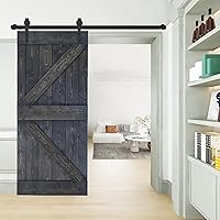 Vista 23 de K Style - Losa para puerta corrediza de granero de madera maciza con acabado de nogal oscuro y café Kona (24 x 84 pulgadas), requiere montaje