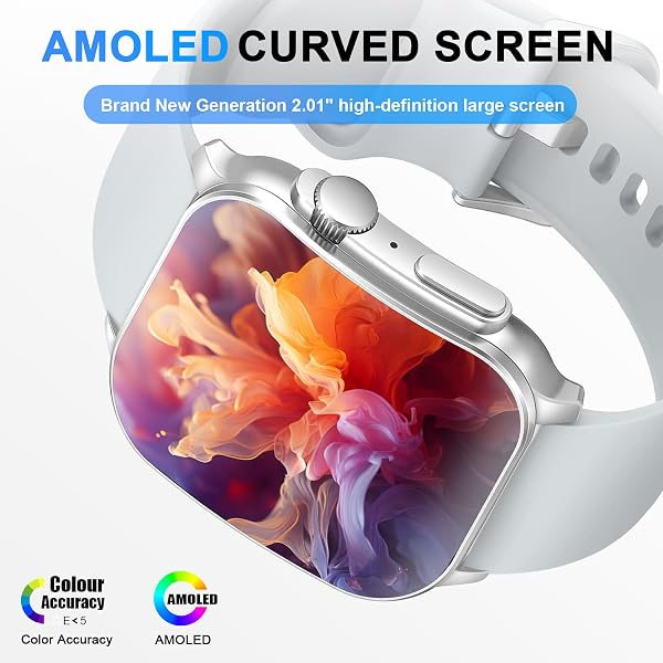 Poounur Smart Watch for Men Women Answer/Make Call, 2.01" AMOLED Curved Fitness Watch with Heart Rate/Sleep/Stress Monitor, 2026 New Smartwatch with 110+ Sport Modes, IP68 Activity Tracker for Android iOS in use