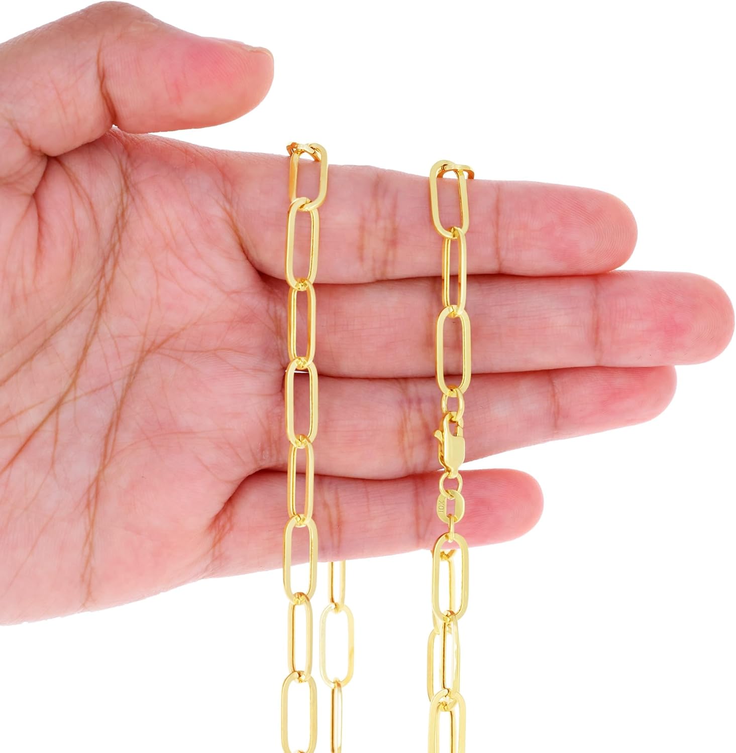 Nuragold 10k Real Yellow Gold Paperclip 6mm Elongated Cable Link Necklace (16"-24") Dainty Italian Jewelry for Men & Women