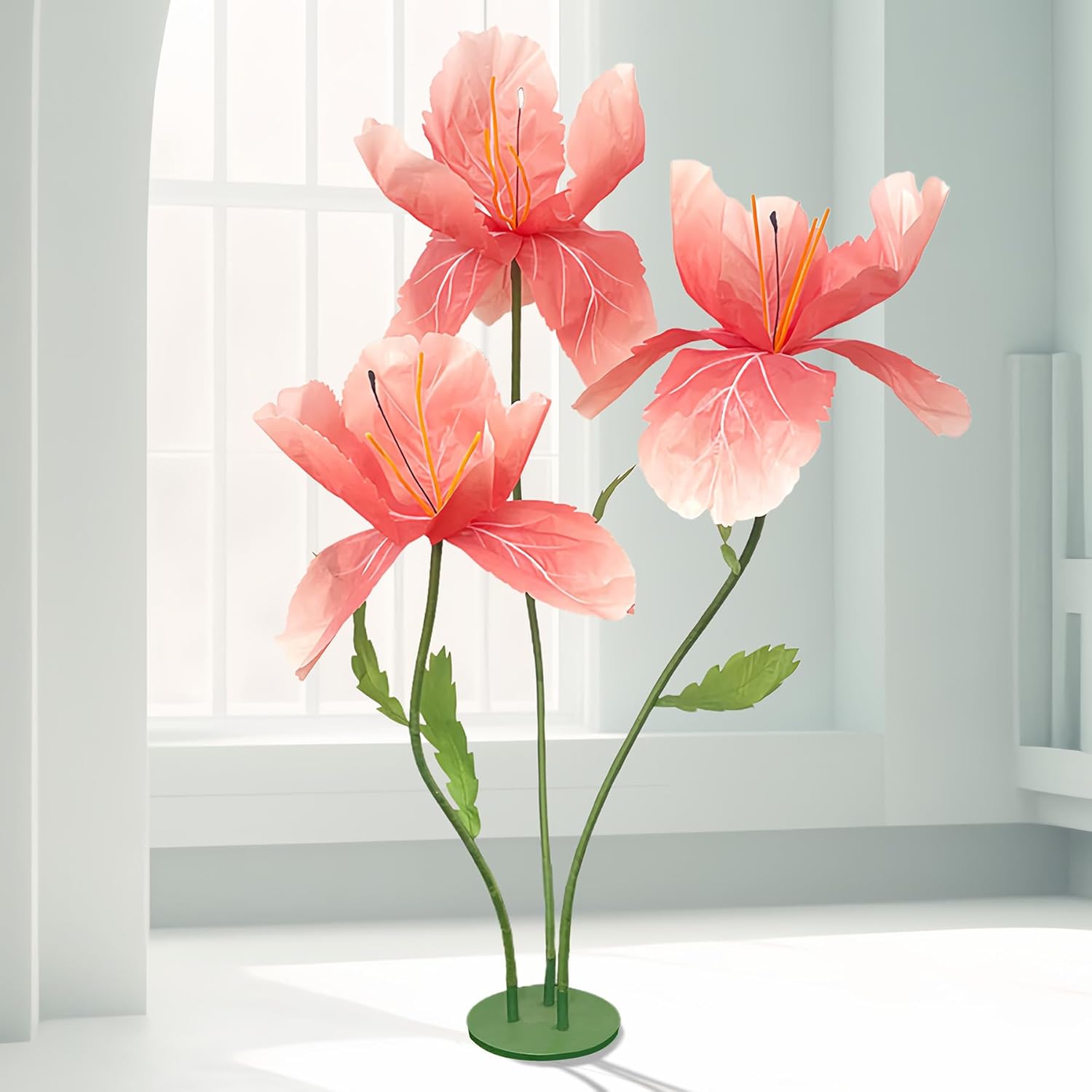 Large Artificial Flowers, 5.58ft Giant Standing Poppy Decorations, Handcrafted Huge Flowers for Wedding, Garden, Hotel, Office, Shop Window Display (1, Dark Pink) - Image 2