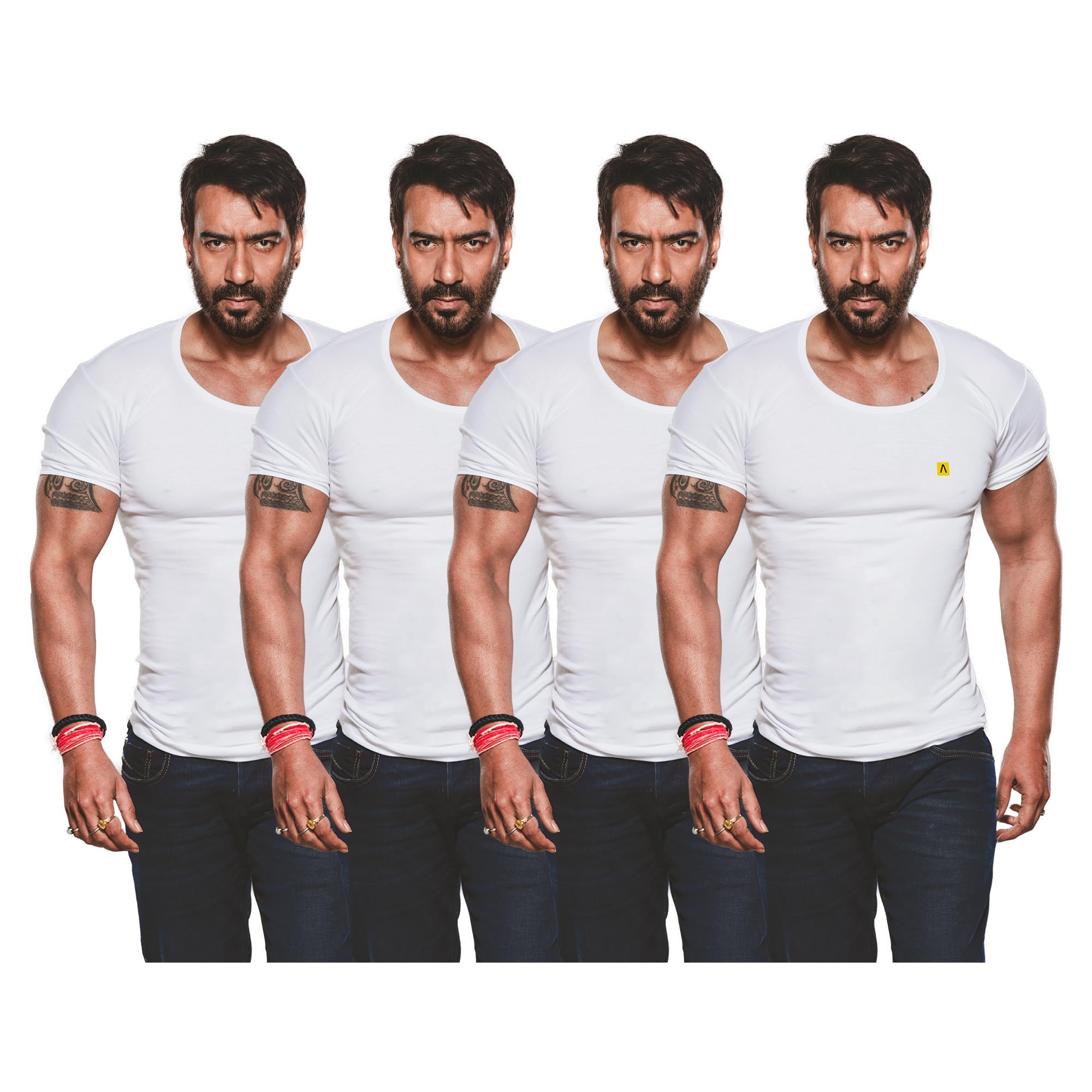 amul comfy White Men's Cotton Solid Vest with Sleeve Pack of 4-picture-22