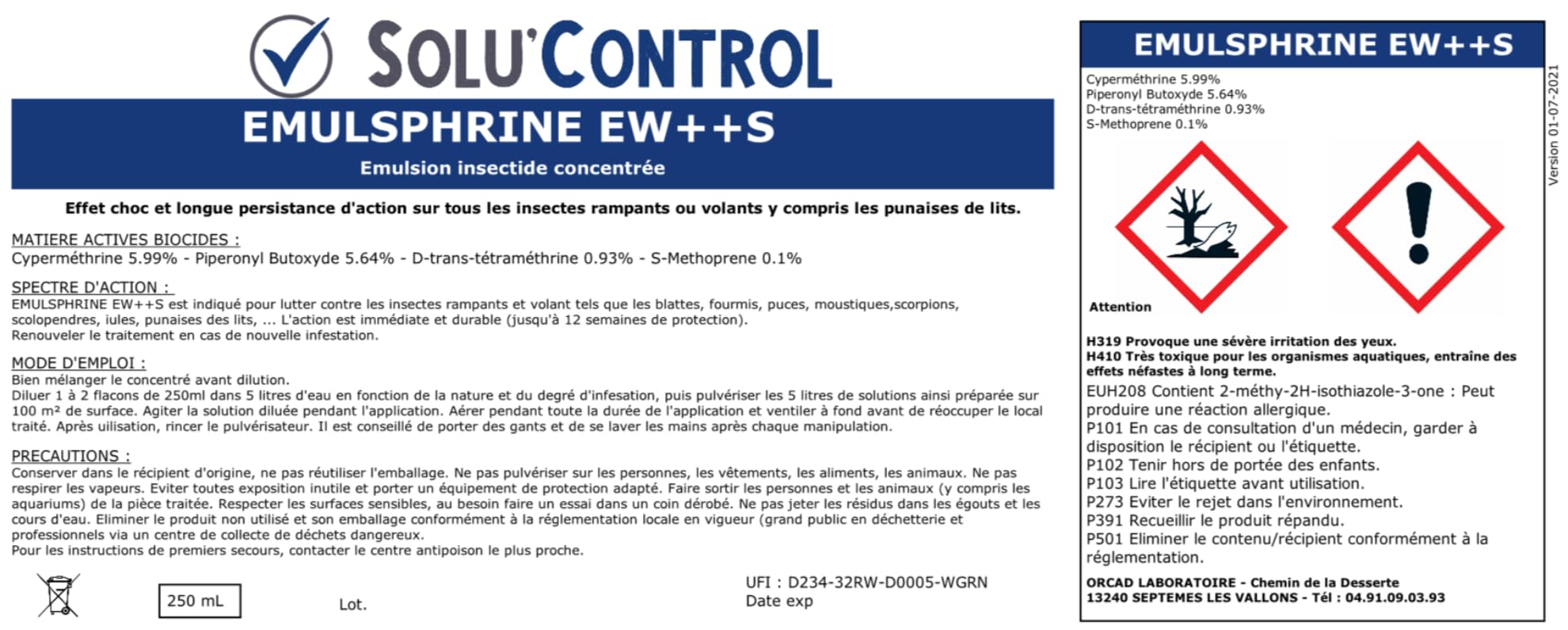 Kit de traitement Punaises de lit 100m² avec 1 Emulsphrine ew+s insecticide concentré, 4 one-shot Solu'Fogger, 1 pulverisateur 5 litres