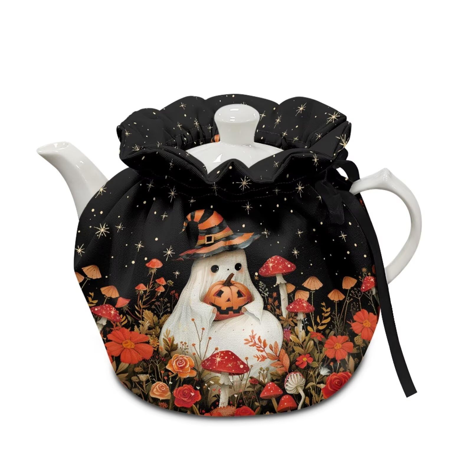 Tea Cozy for Teapot Insulated Kettle Cover,Halloween Spooky Pumpkin Heat Insulation Breakfast Warmer Keep Warm Home Kitchen Decor