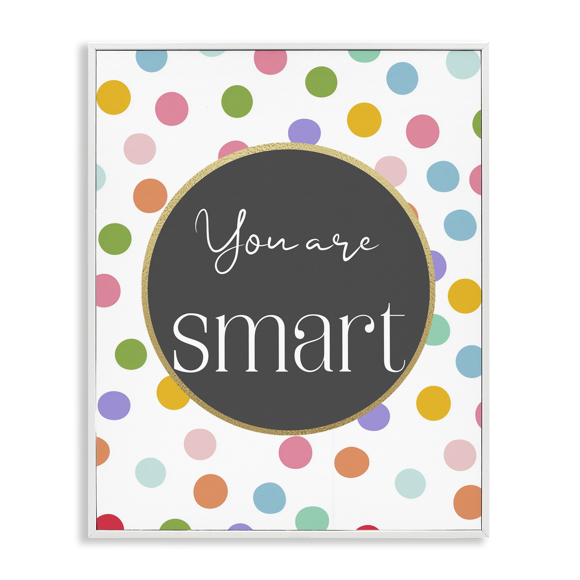 Stupell Industries Coastal White (Textured) 'You Are Smart Polka Dots'| Framed Giclee Art