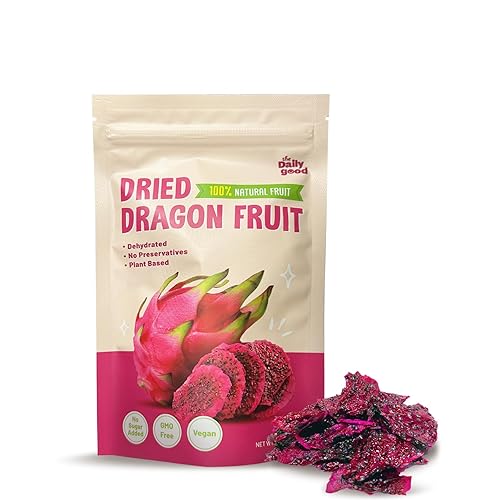 The Daily Good Rebanadas de fruta de dragón de secado suave  Aperitivos de superalimentos naturales para adultos y niños  Saludables, suaves y