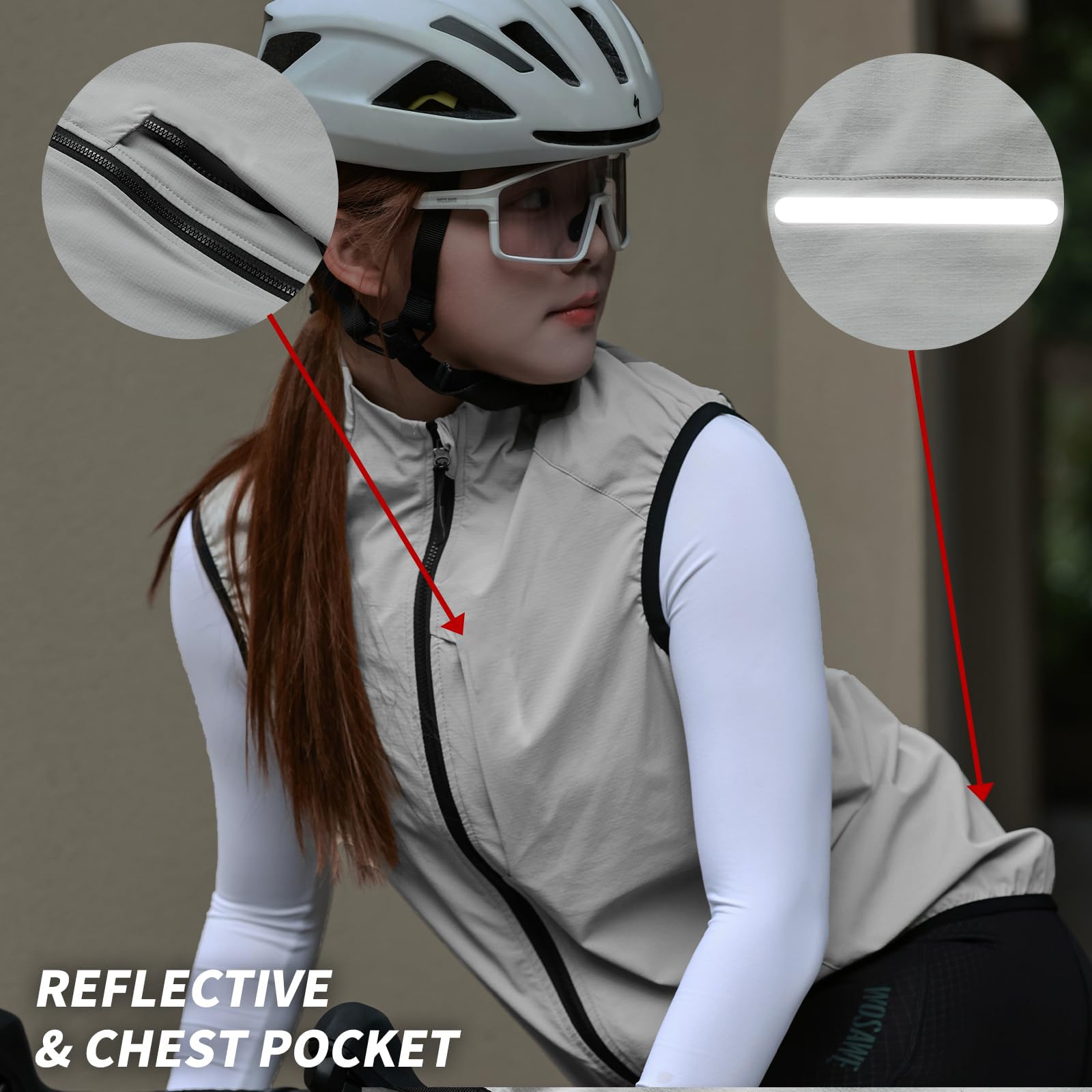 Chaleco unisex de ciclismo de verano ligero transpirable ajustado impermeable cortavientos reflectante sin mangas para MTB escalada senderismo correr y desplazamientos diarios