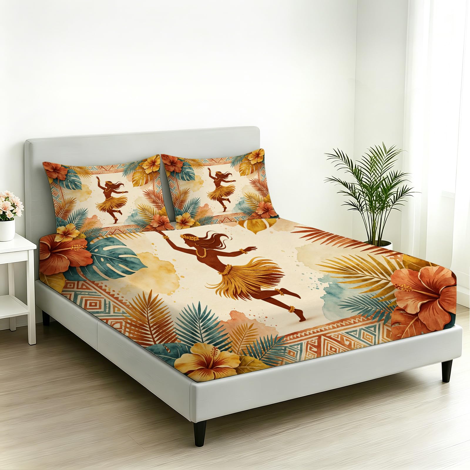Sábana Bajera Ajustable 150 x 200 Hula Estilo Tropical