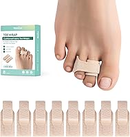 Welnove Hammer Toe Straightener Splints - 8 Pack Reusable Toe Wraps for Crooked Curled Bent Toes - Large Beige Corrector for Women
