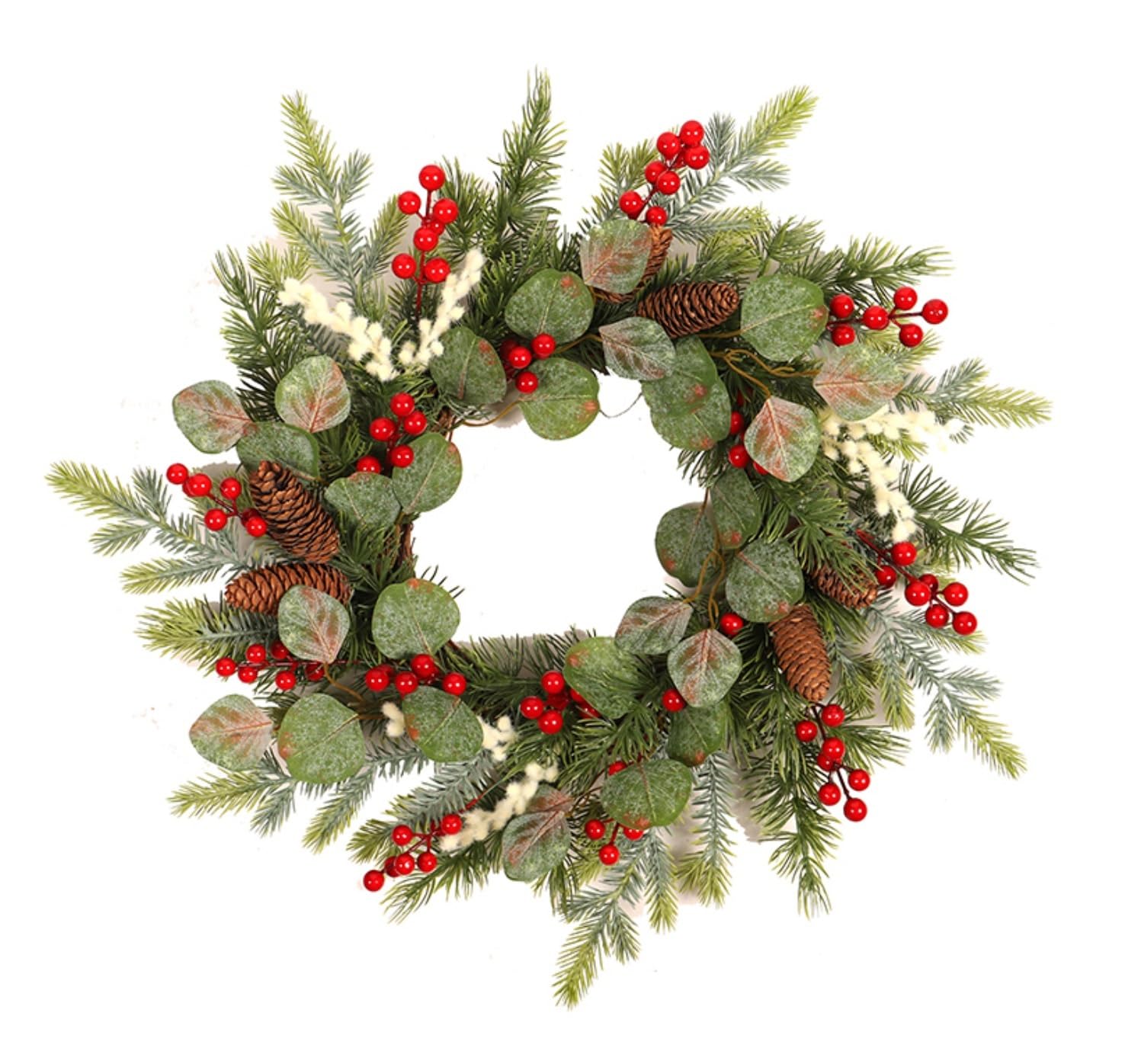 Winterkranz Dekokranz Künstlicher Eukalyptus-Weihnachtskranz for Die Haustür, Frühling, Sommer, Ganzes Jahr Adventskranz Christbaumschmuck