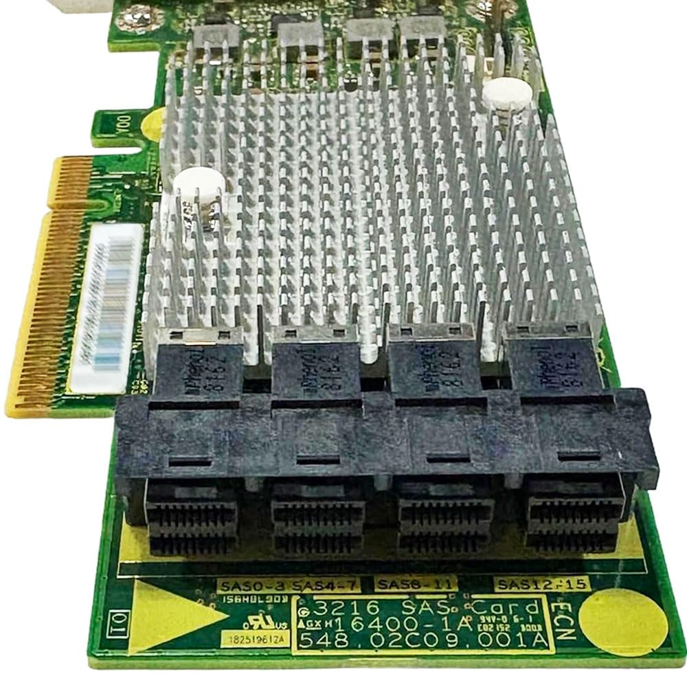 Carte SAS HBA Compatible LSI 9305-16i IT Mode, Carte d’Extension PCIe SATA 16 Ports 12Gbps PCIe 3.0 x8, 4× SFF-8643 internes pour NAS ZFS TrueNAS unRAID