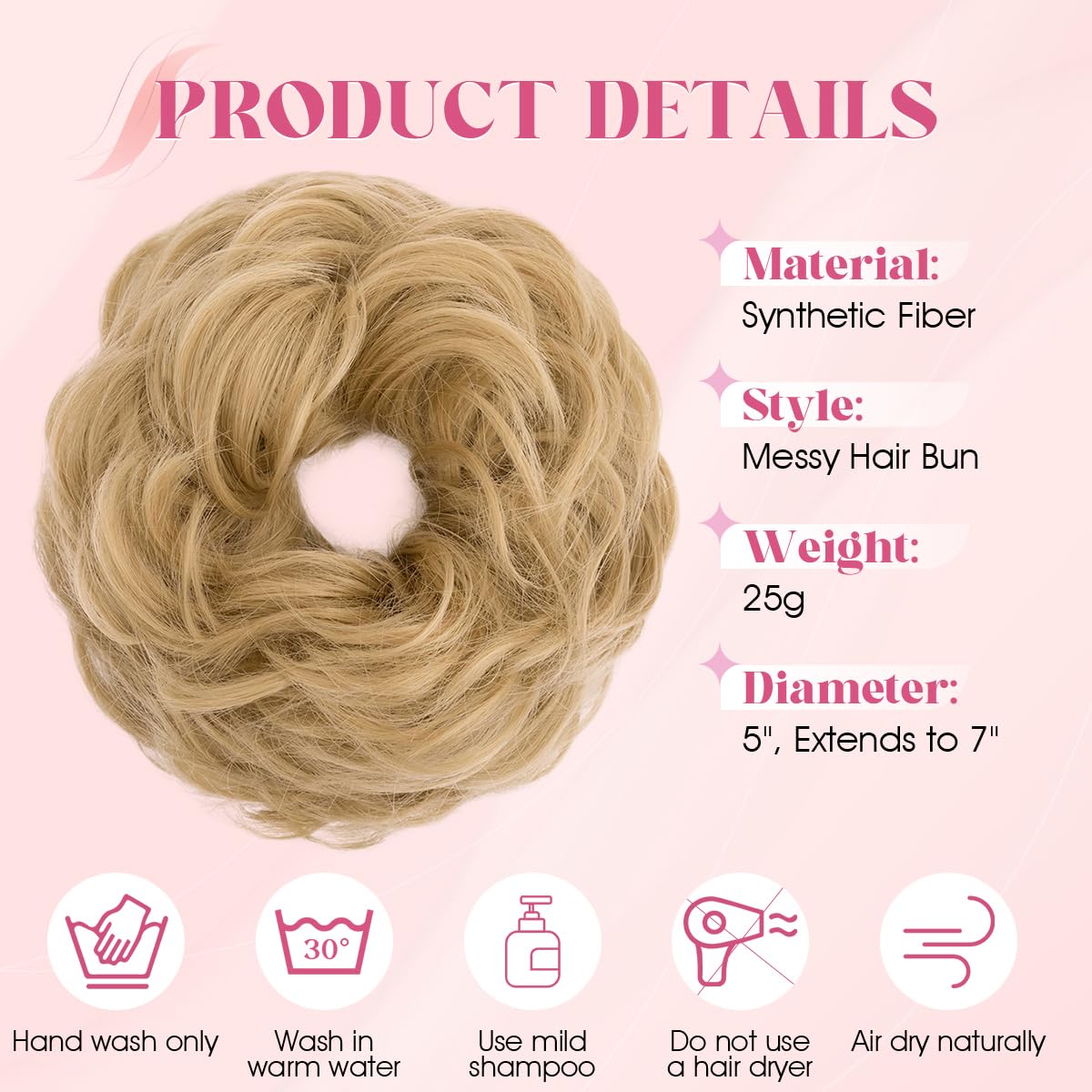 SEGO Pro Faux Messy Hair Bun Scrunchie Hair Piece for Women Synthetic Curly Bun Wig Hairpiece Updo Ponytail Extension - Image 4