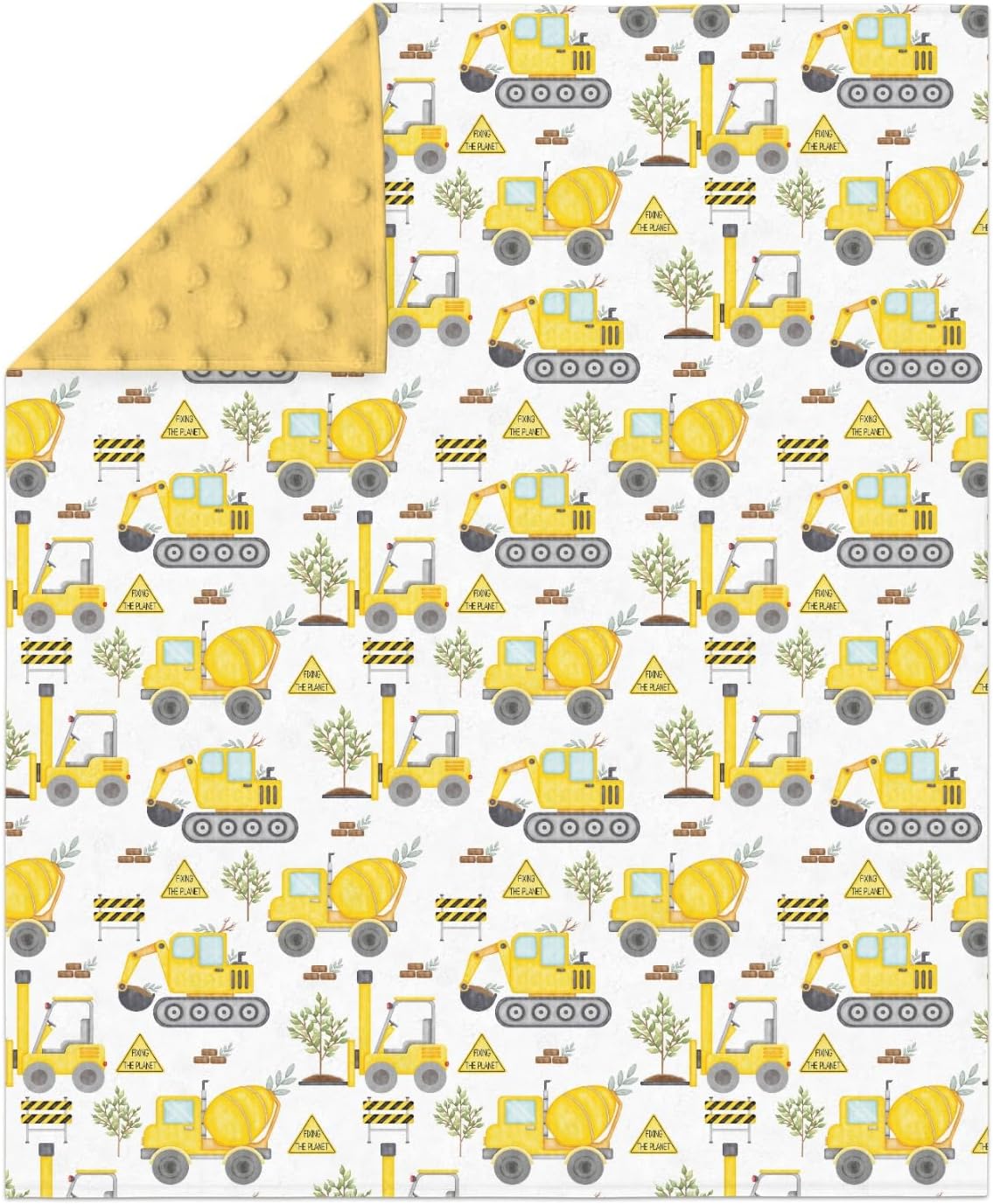 Construction Trucks Planting Baby Blankets for Girl Boy Construction Digger Tractor Builder Trees Soft Mink Dotted Backing Double Layer Swaddle Blanket Bed Throws for Newborn Toddler Crib 30x40