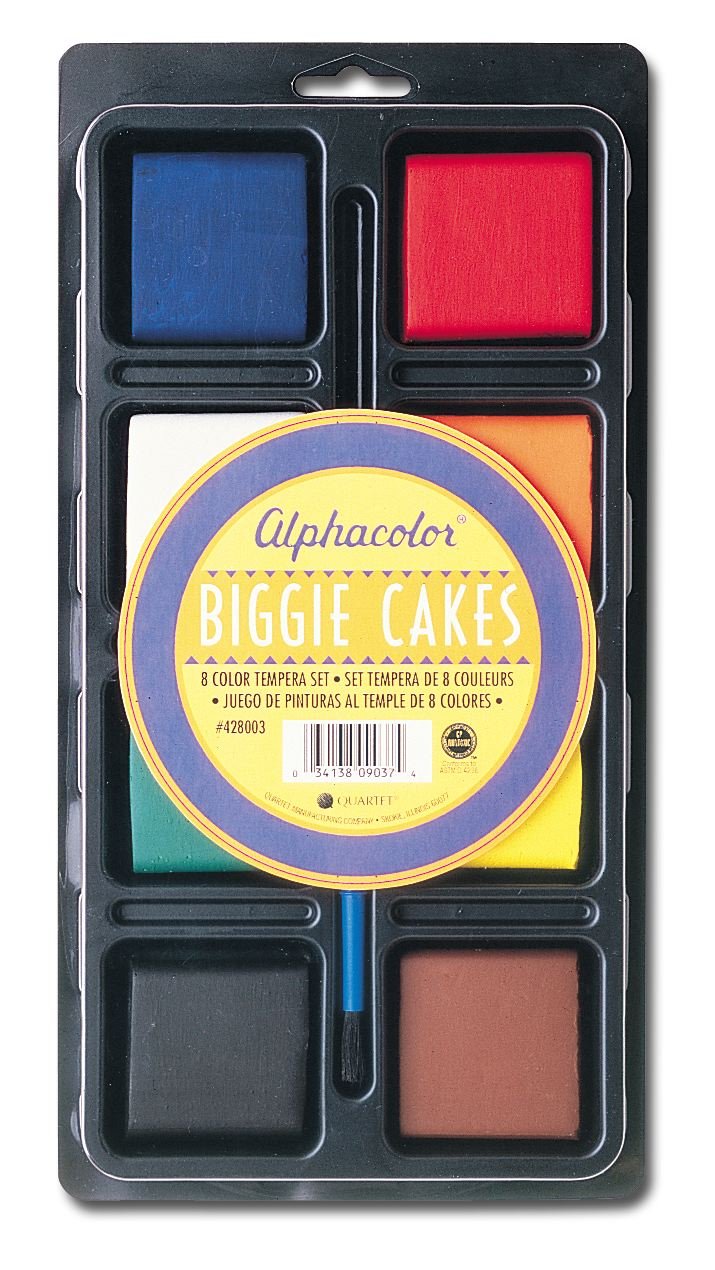 DerwentQuartet Alphacolor Concentrated Tempera Biggie Paint Cake Tray Set, 2 x 2.5 x 0.5 Inches, Multi-Colored, 8 Colors per Pack (428003)