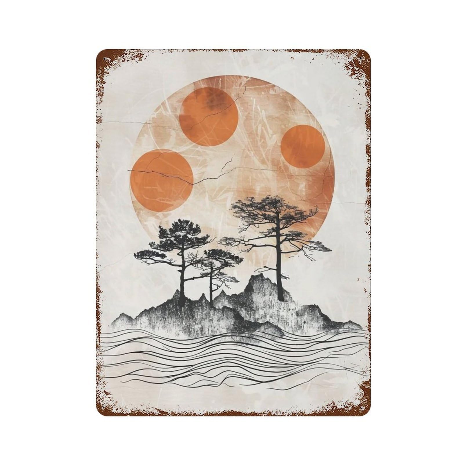 WIHYRTUI Oriental Multi Sun Sacred Mountain Waterscape 04 Wall Retro Iron Metal Tin Sign Vintage Art Poster Modern Home Cofffee Club Art Bar Shop Decor Style 40x30cm