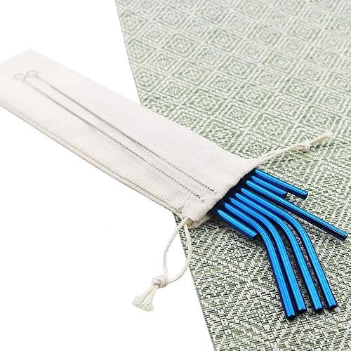 Miniatura 4 de JASHII Juego de 10 pajitas de acero inoxidable, pajitas de metal ecológicas, popotes no desechables, reutilizables para vaso Yeti u Ozark, con 2