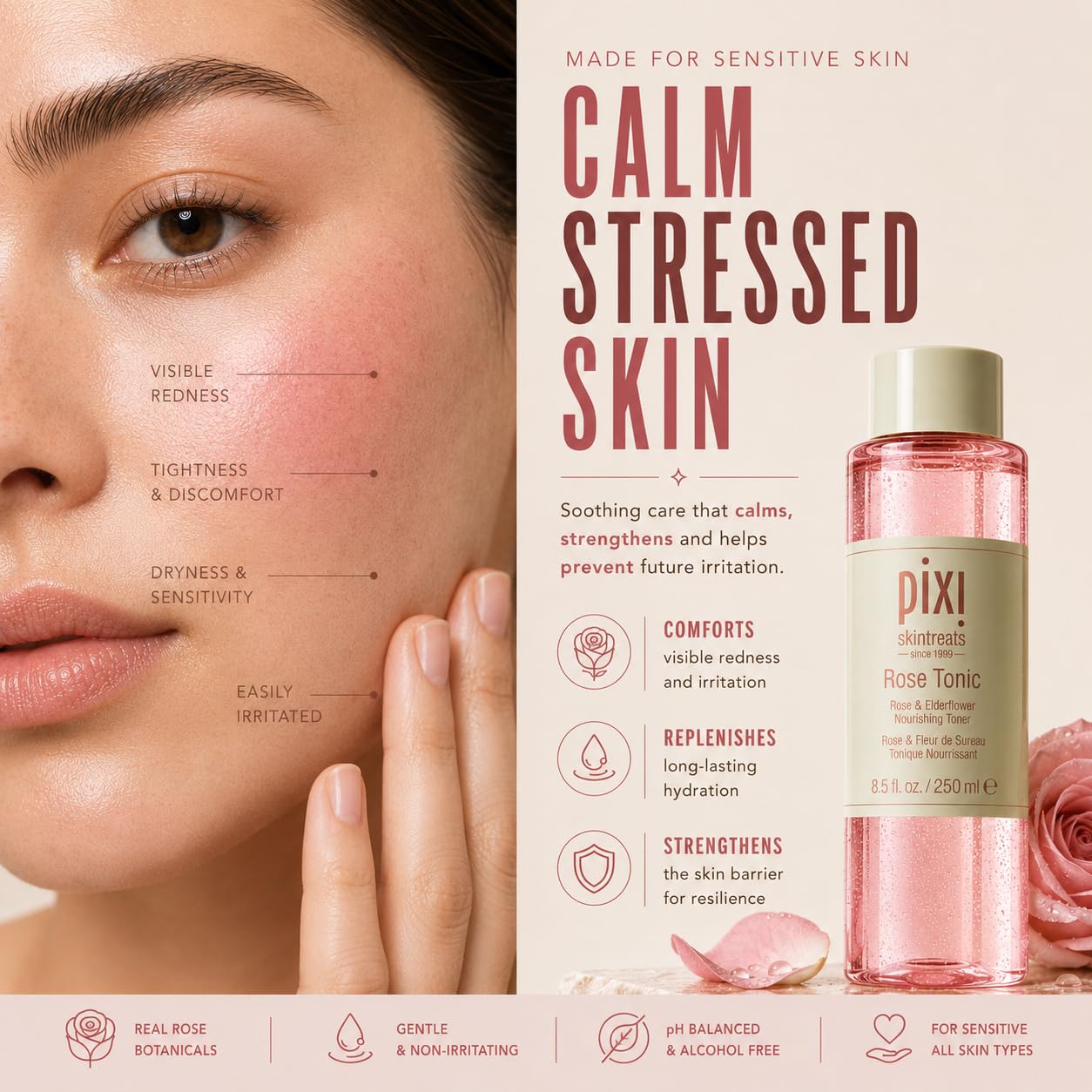 Pixi Beauty Różowy Tonic Sealed Soothe & Nourish Skin, 250 ml