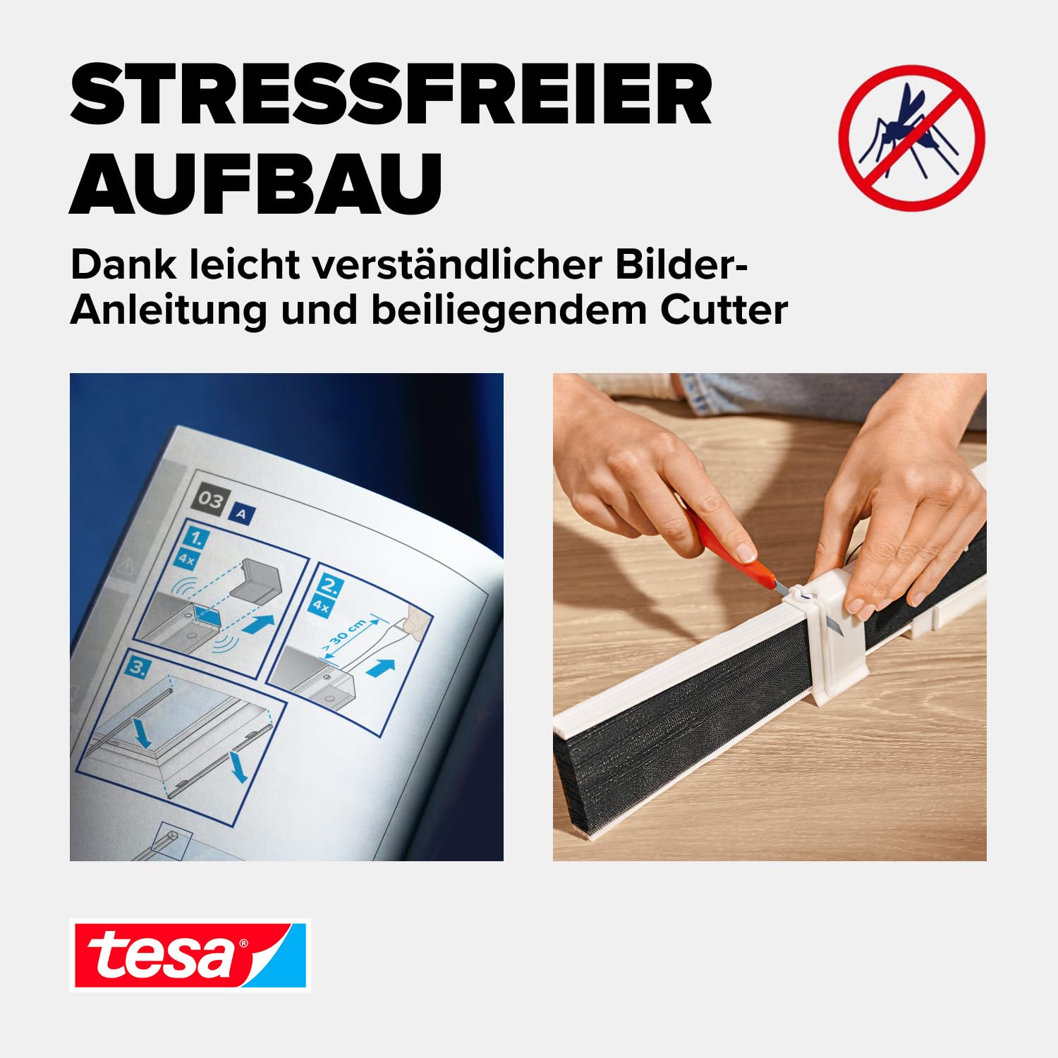 tesa Insect Stop Fliegengitter für Dachfenster Premium 116 cm x 164 cm Weiß | Alu-Insektenschutz-Plissee teleskopierbar - Montage ohne Bohren mit tesa Powerstrip - Insektenschutzrollo für Dachfenster
