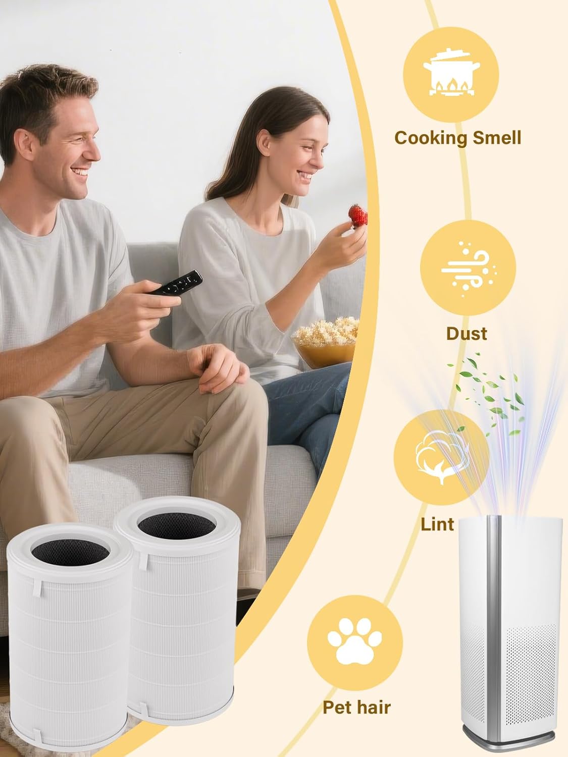 1000 Replacement Filters Compatible with Air Doctor 1000 Air Purifier, Integrated Premium Filter, activated Carbon and Pre-filter, 2-Pack - Image 3