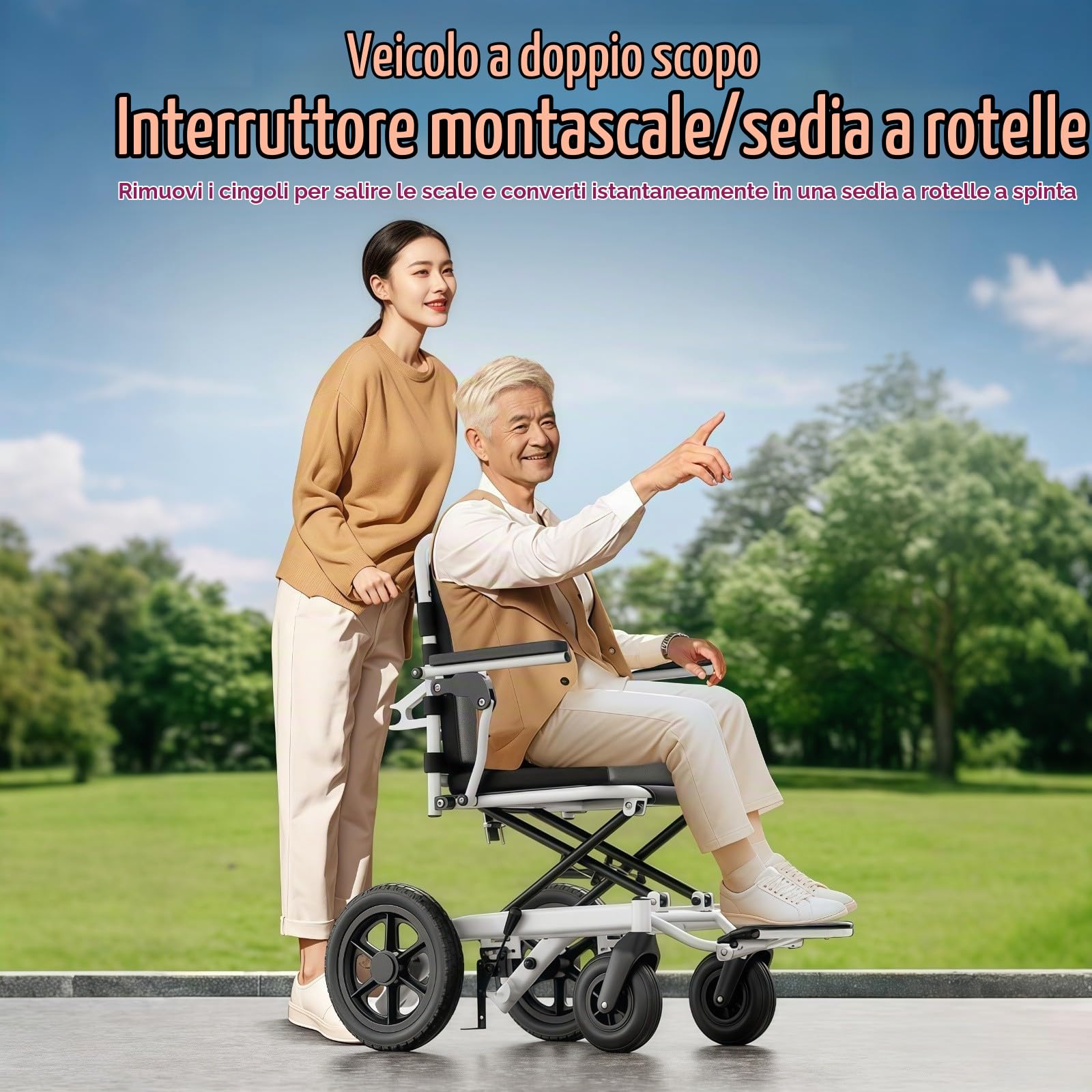 Sedia A Rotelle Elettrica Con Saliscale, Dispositivo Intelligente Per Salire Le Scale, Ausilio Completamente Automatico Per Salire Le Scale,Per Persone Disabili E Anziane.