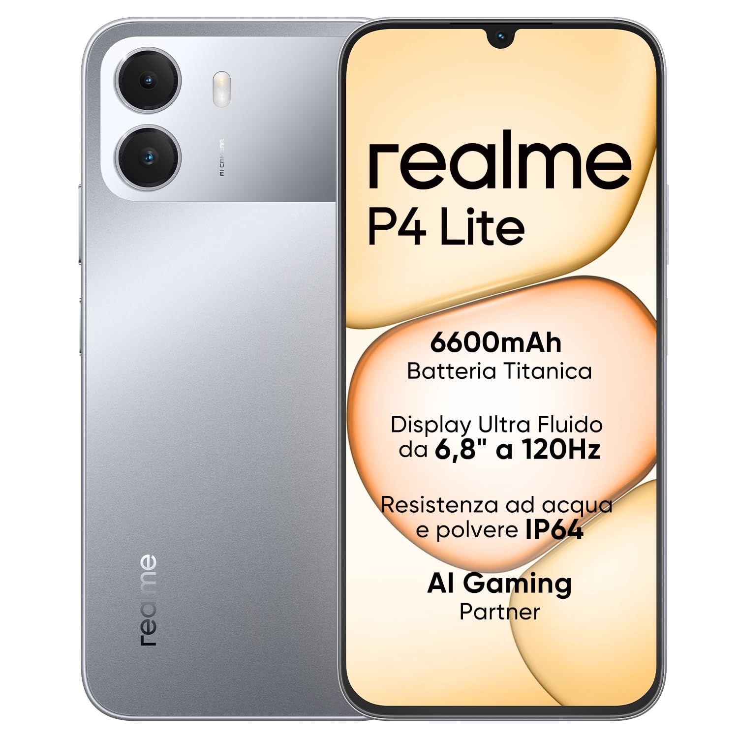 realme P4 Lite 4G, 4GB+128GB, 6.8 HD, 6600mAh, Grigio Titan