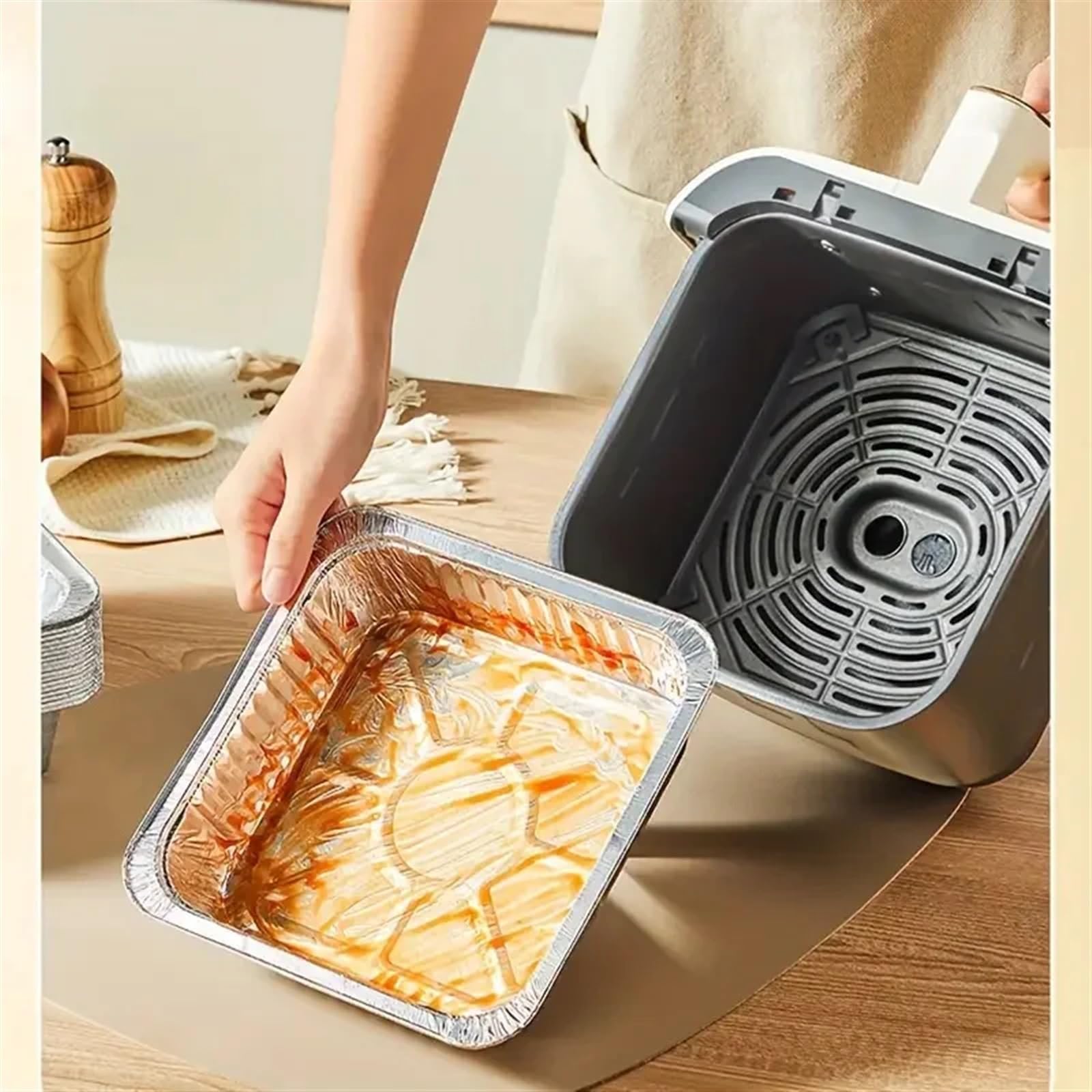 Bandejas Desechables Bandeja de Aluminio Resistente for Horno, de 20 a 50 Piezas, con Forma Cuadrada, for Guardar Alimentos en Lata for Barbacoa(50pcs)