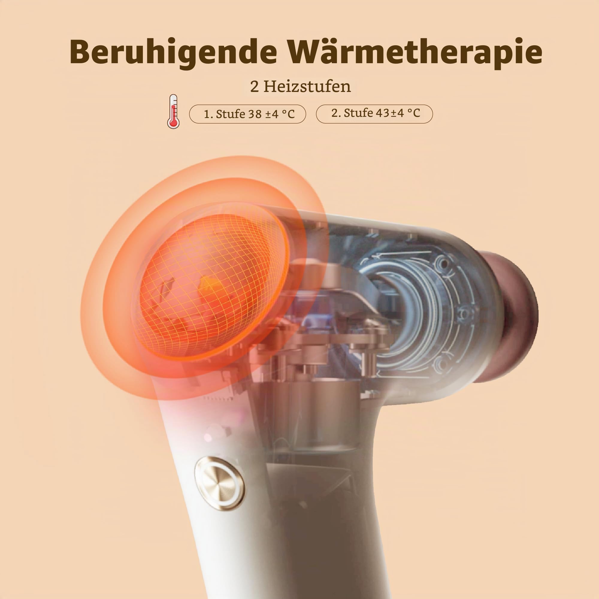 Breo Lucky 7 Massagegerätpistole mit Wärme, Tiefengewebe-Muskelstimulator, Körperentspannung, geräuscharm für die Erholung