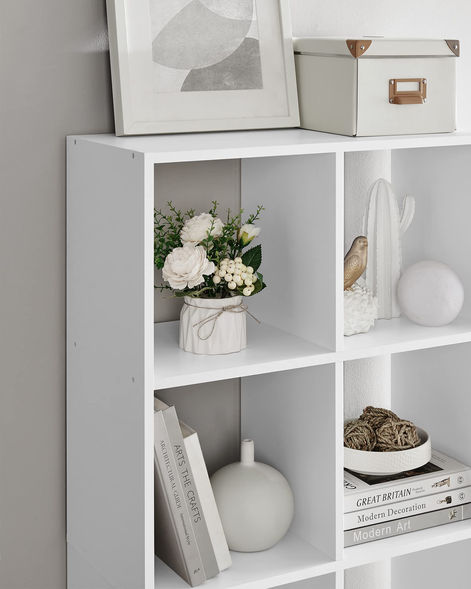 VASAGLE LBC168T14 - Scaffale portaoggetti per libreria da 10 cubi, per soggiorno, studio, ufficio, camera da letto, divisorio, stile scandinavo, bianco