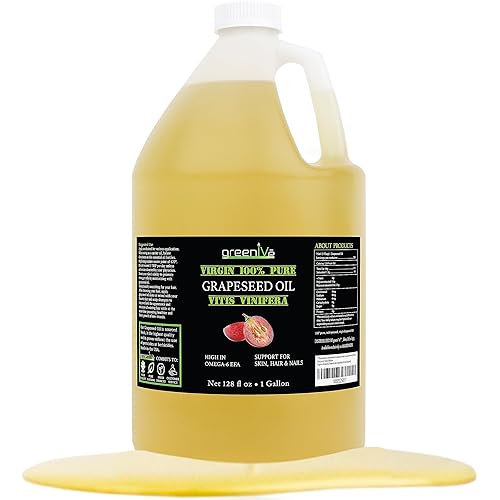 GreenIVe - Aceite de semilla de uva aceite de semilla de uva prensada en frío 100 puro exclusivamente en Tienda 128 onzas 1 galón GreenIVe - Aceite de semilla de uva aceite de semilla de uva prensada en frío 100 puro exclusivamente en Tienda 128 onzas 1 galón