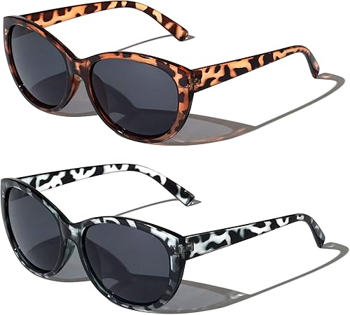 V.W.E. 2 pares de lentes de sol de lectura para exteriores para mujer, de gran tamaño, con lente completa, leopardo V.W.E. 2 pares de lentes de sol de lectura para exteriores para mujer, de gran tamaño, con lente completa, leopardo
