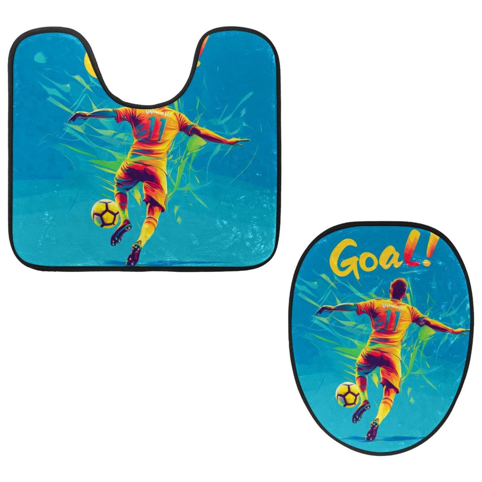 2 Pieces Flannel Toilet Contour Mat and Toilet Lid Cover, Soft Toilet Lid Cover Set Machine Washable Non Slip Contour Mat for Bathroom Decor Accessories