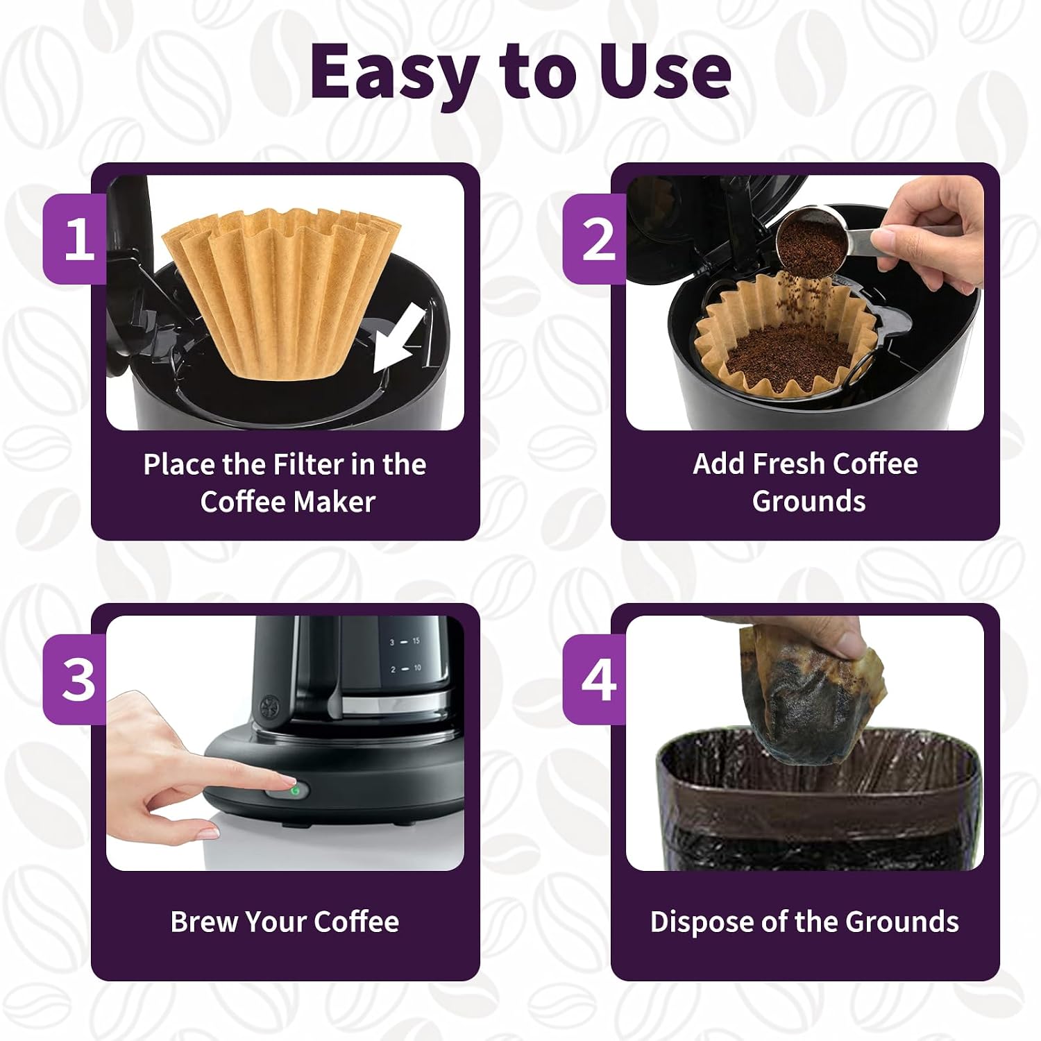 150 PCS Coffee Filters Compatible with Mr. Coffee 5-Cup, Small Unbleached Coffee Filter Paper, Durable Paper with Clean Taste, No Grounds Overflow, Improved Brew Extraction, for Home and Office