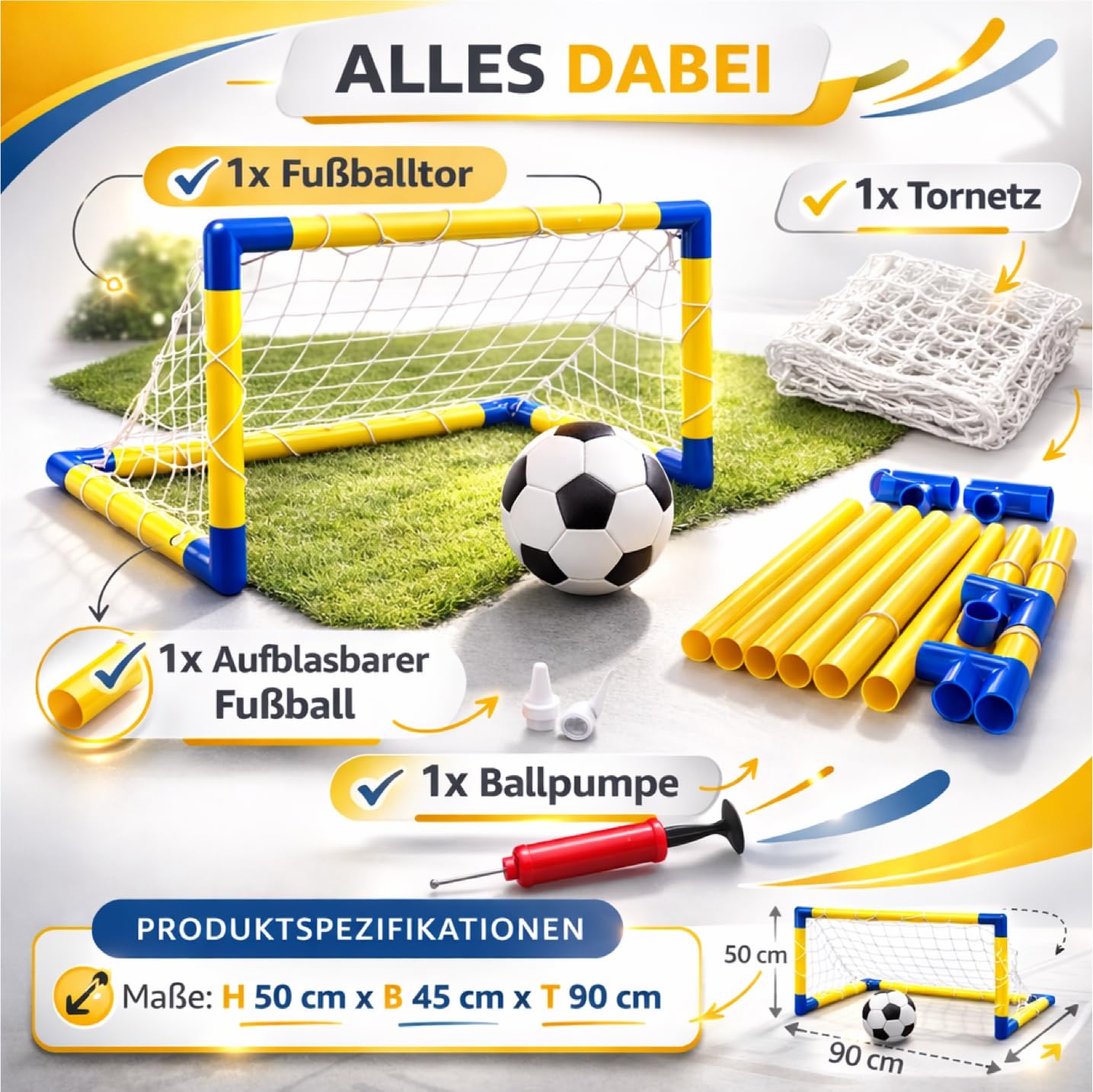 Porta da calcio da giardino 120x80 cm con rete portatile per bambini e adulti