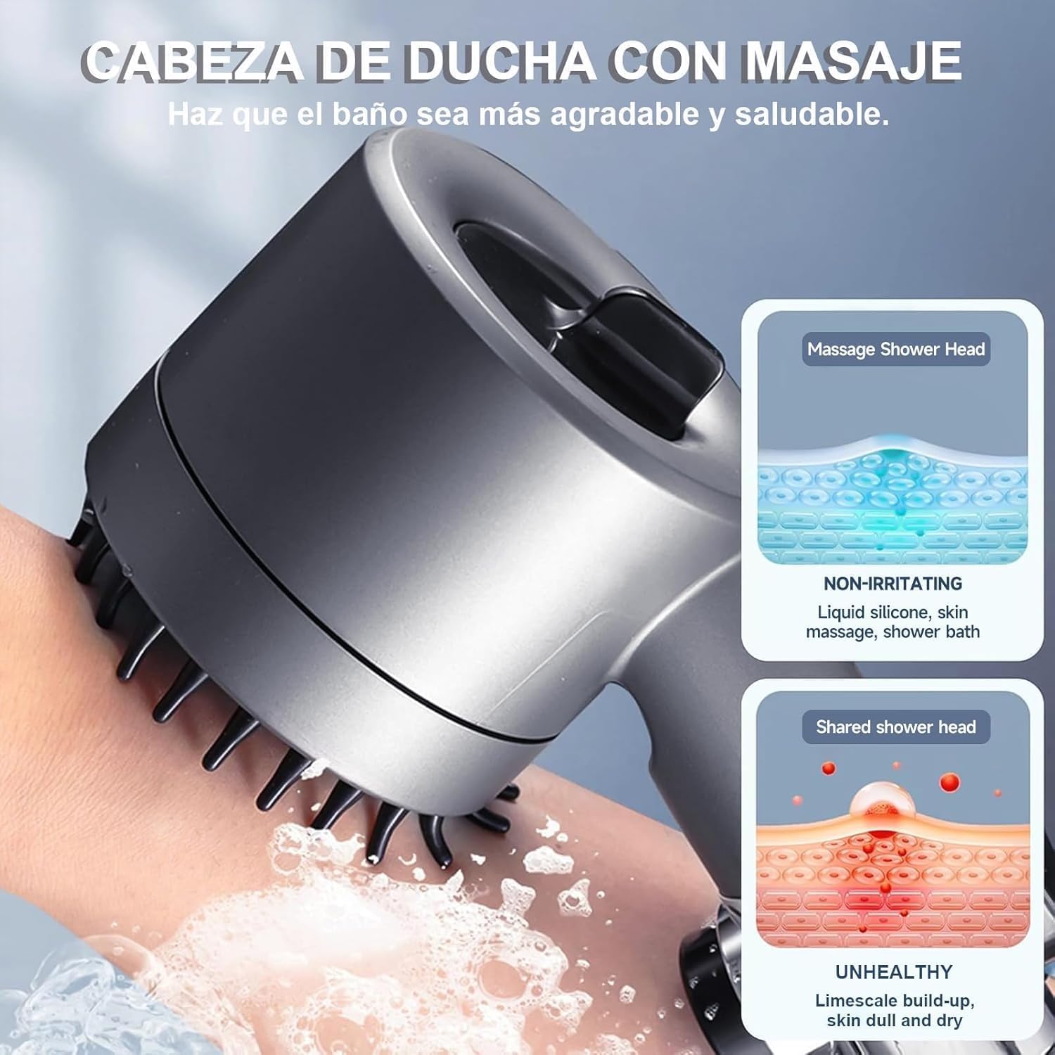 Alcachofa de Ducha con Filtro de 15 Pasos, Alcachofa Ducha Antical con Manguera de 1.5M, Filtro Ducha 3 +1 Modos de Rociado filtro y botón de OFF/ON, Ideal para Aguas Duras