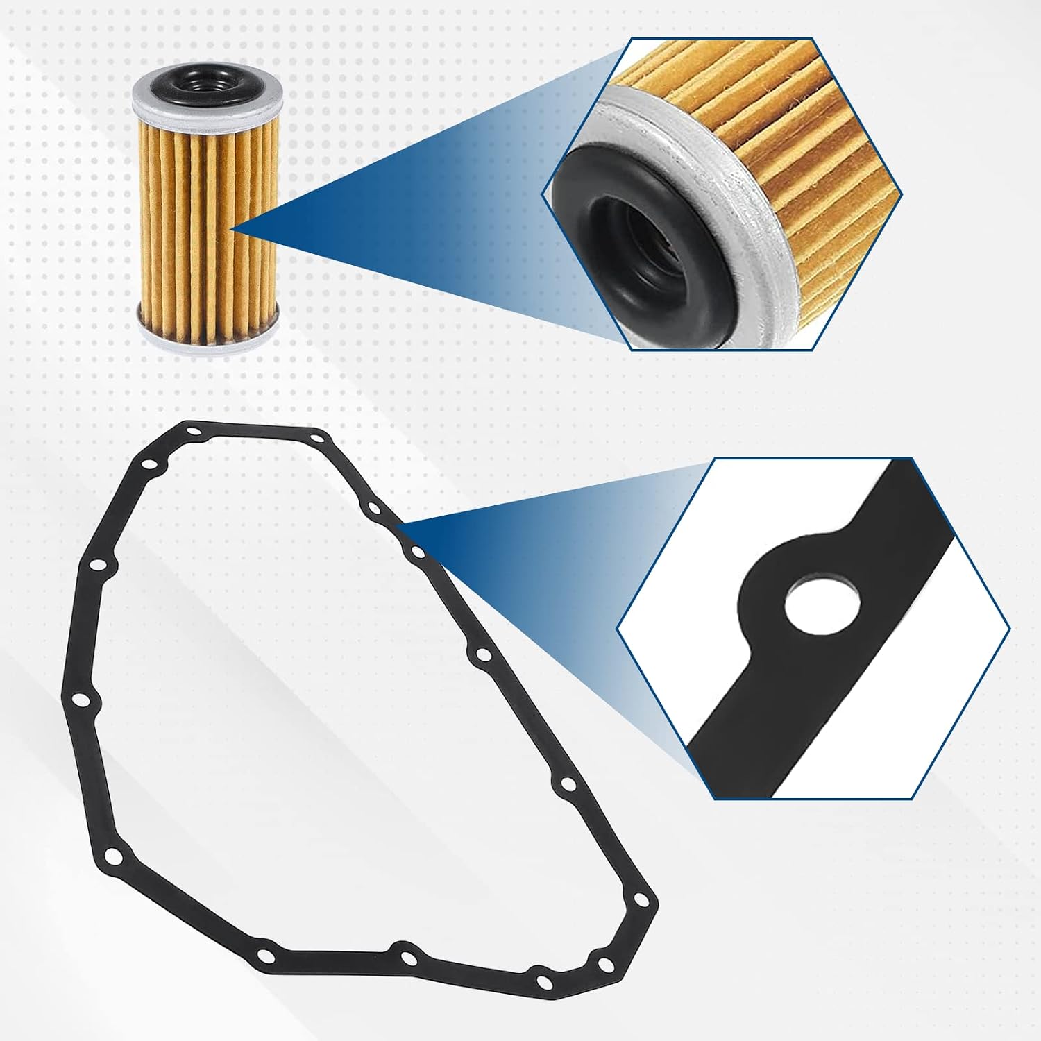 3PCS Transmission Oil Filter & Pan Gasket set Compatible With Nissan Altima Maxima Sentra 33010-JF015 Silver