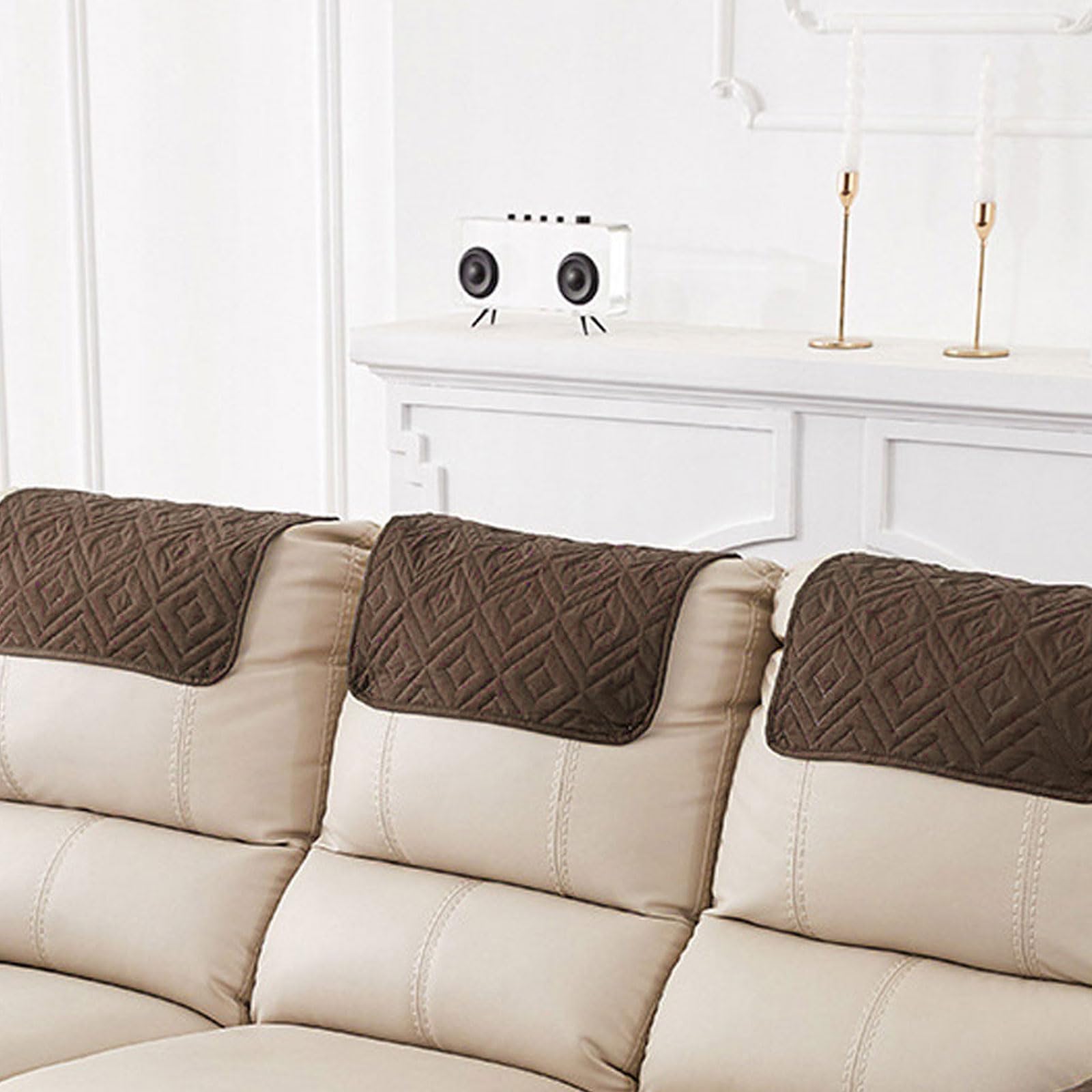 3 Pieces Recliner Headrest Protector Polyester Headrest Cover for Recliner Chair Wear Resistant Sofa Headrest Covers Decorative Couch Headrest Protector for Home Office Recliner Sofa 22x15in(Coffee)