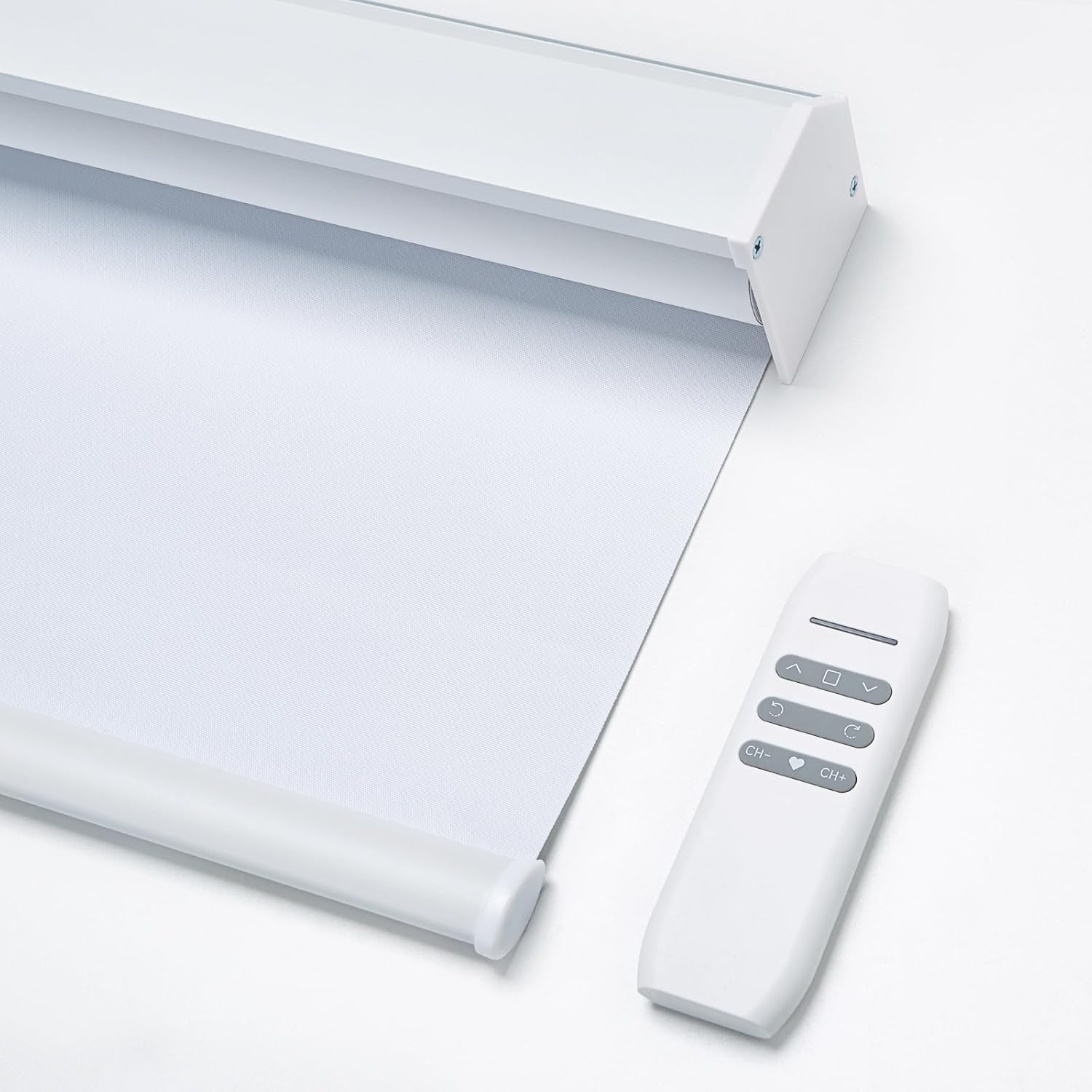 Motorized Blinds Blackout Shades Automatic Shades Remote Control Cordless Room Darkening Smart Window Blinds Custom Size (Elegant White)