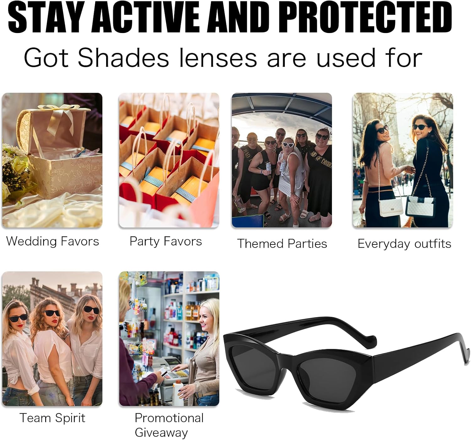 Party Sunglasses Bulk Black Sunglasses Pack Party Favor Retro Multipack Glasses Set for Women 8/12 Pack - Image 9