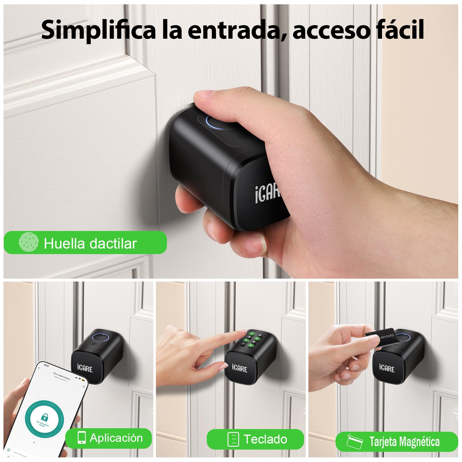 Cerradura Inteligente, Cilindro de Cerradura Ajustable 60-90mm (30/30, 45/45), Cerradura Electrónica para la Puerta de Entrada con RFID, App, Bluetooth, Teclado, WIFI, Smart Lock con Código Pin