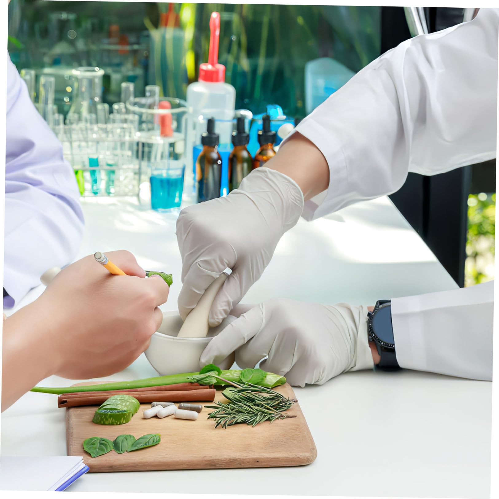 Set 2 Pezzi Ciotola per Macinare Medicinali in Porcellana Bianca 60mm Pestello Ergonomico Utensili per Triturare Spezie e Pillole in Casa e Farmacia