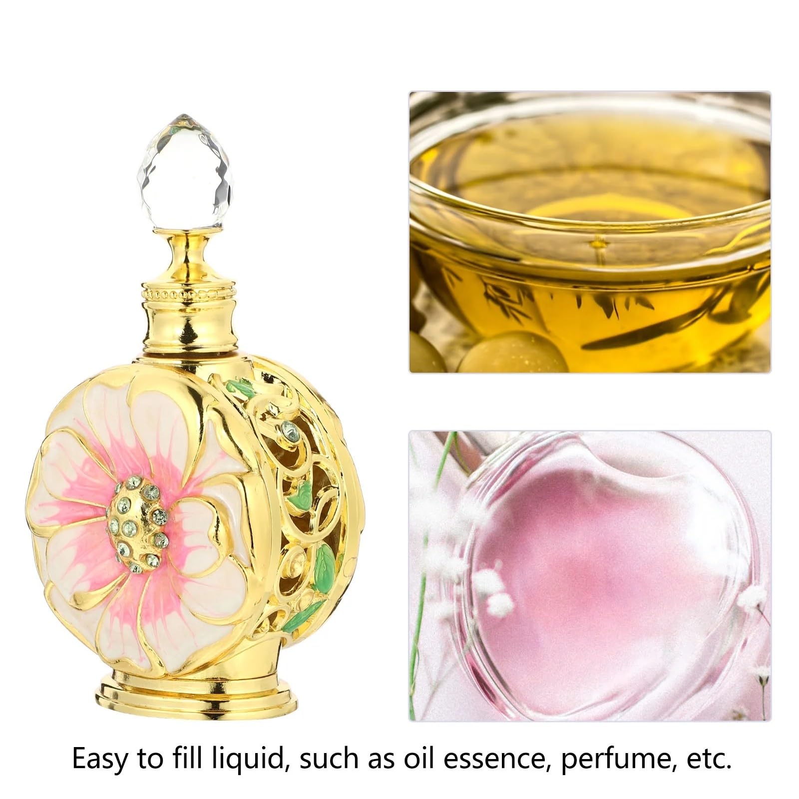 Bottiglia Di Profumo In Vetro Vintage Bottiglia di profumo da 12 ml Flaconi vuoti in vetro for conservazione di olio essenziale Contenitore vintage da viaggio Bottiglia di profumo in vetro vintage da