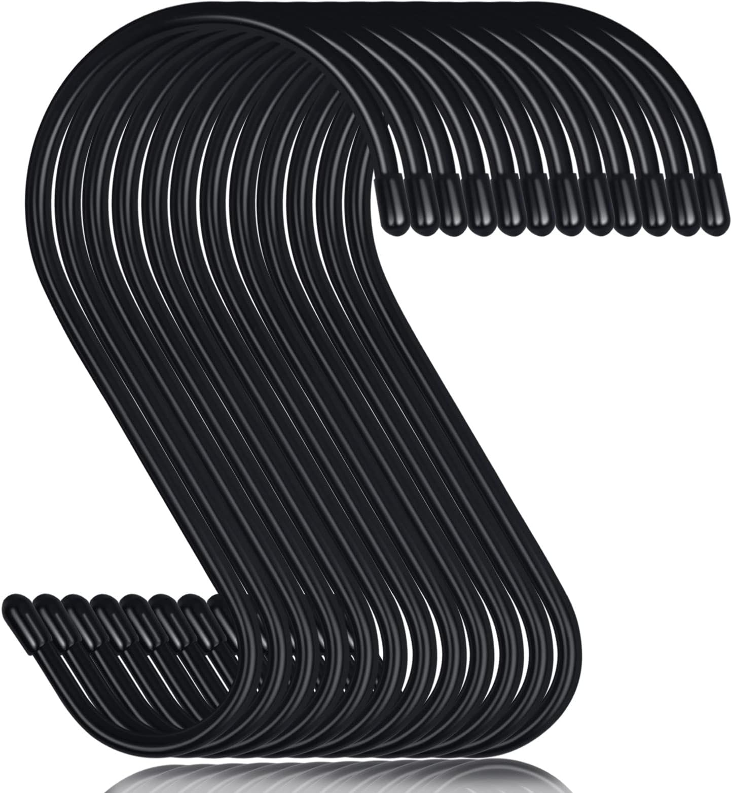 DINGEE 6 Inch Large S Hooks for Hanging,Heavy Duty S Hook with Rubber Stopper S Shaped Hooks for Clothes,Plants,Metal Black S Hangers for Tree Branch,Bird Feeder,Pots and Pans Closet Garden 6 Pack