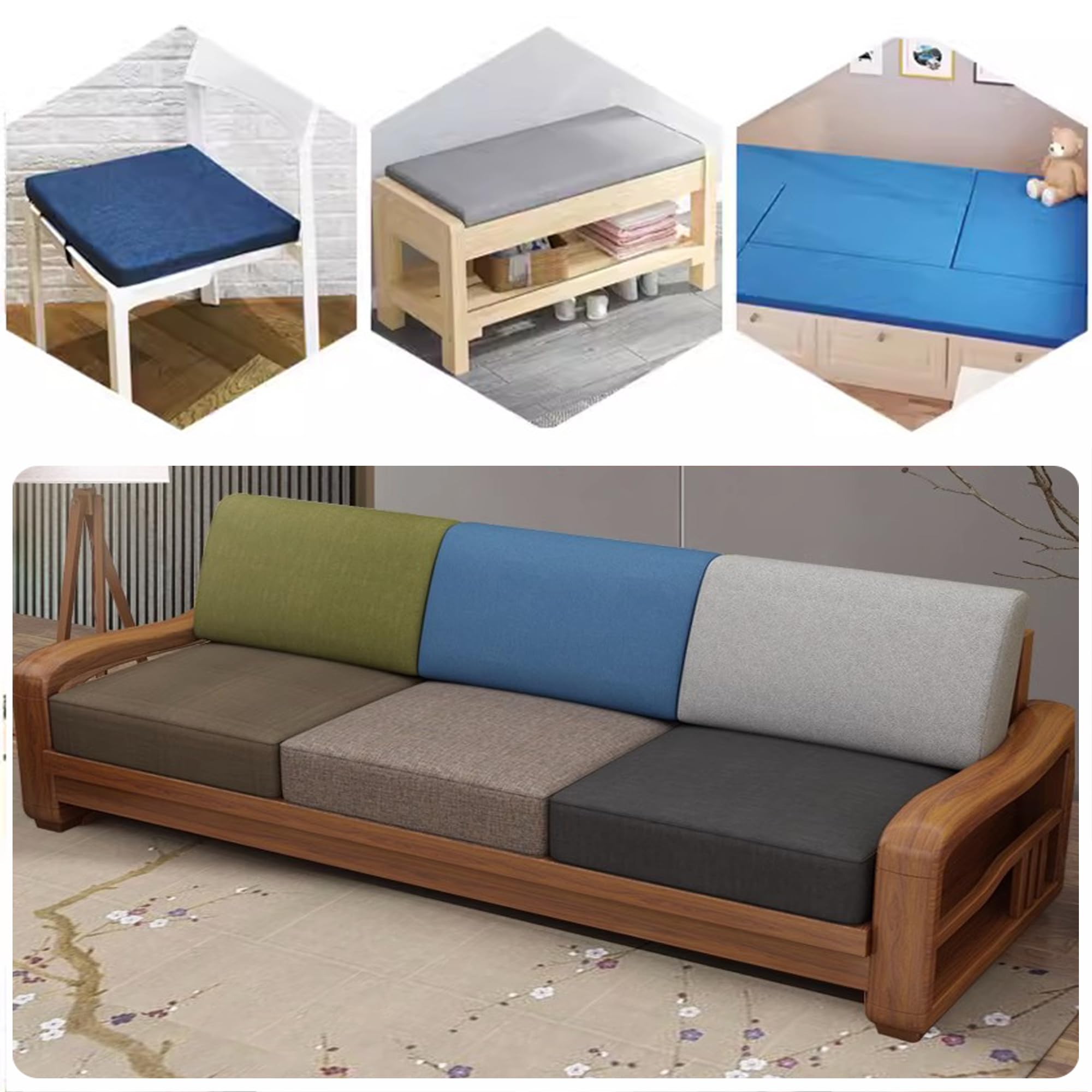 Schiuma Memory Foam Alta Densità Cuscino Di Ricambio In Memory Foam Ad Alta Densità - Facile Da Tagliare, Per Divani, Sedie, Panche (Spessore 3 Cm, 120x50 Cm) Imbottitura Cuscini Divano E Sedie