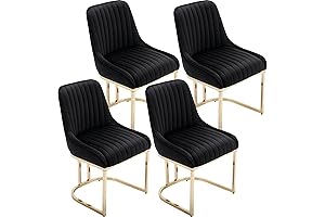 Shunzhi Black Dining Chairs Set of 4: Modern Upholstered Kitchen Chairs